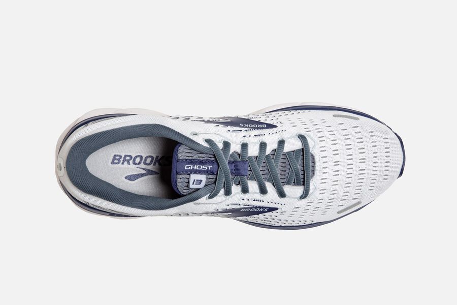 Brooks Ghost 13 Road Running Shoes Mens White/Blue 457839-OPK